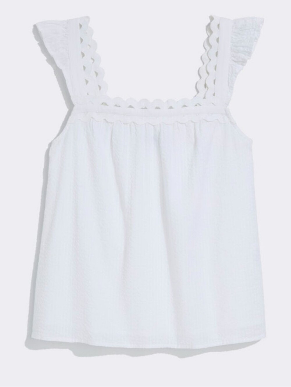 Vineyard Vines White Scalloped-Edge Square Neck Camisole